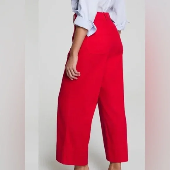 NWT SPANX “Spanx Red” High-Rise Wide Leg Crop Pants - Picture 2 of 5